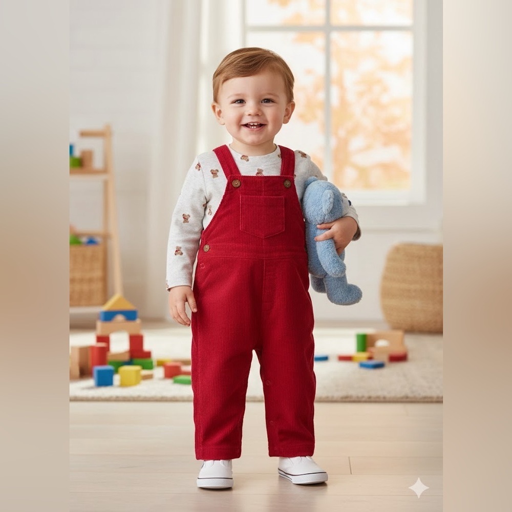 Carter's Vibrant Red Boys Overalls Set 2 Piece 6-9 Months